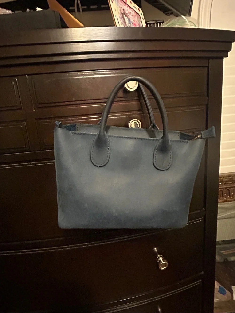 Portland Leather Co. Classic Navy Leather Tote Handbag - Women Bags
